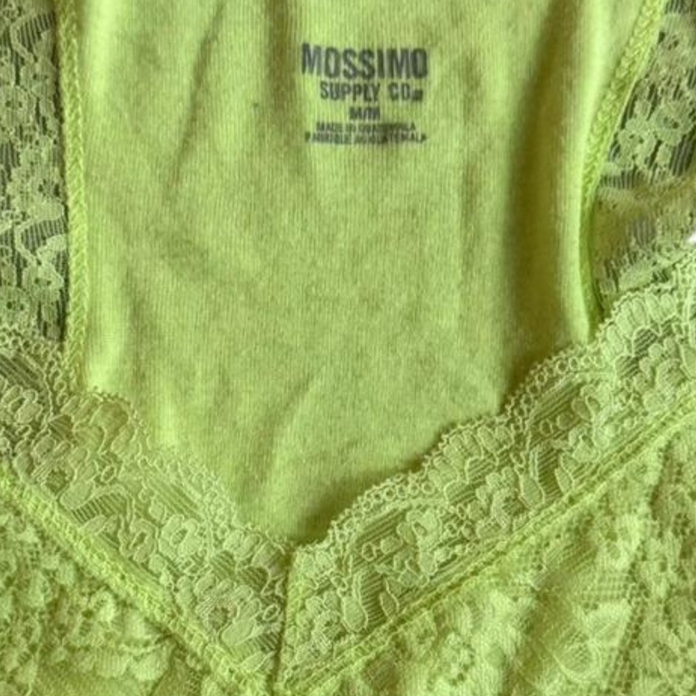 Mossimo Y2K High Lighter Yellow Lace Trim Cami Tank Top Dainty Size M EUC Fairy - Picture 5 of 5